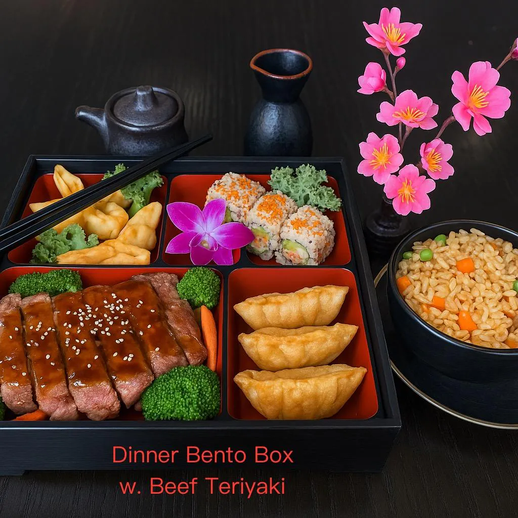Bento box meal at Kirin Asian Fusion Asian Restaurant in Sioux City, Iowa